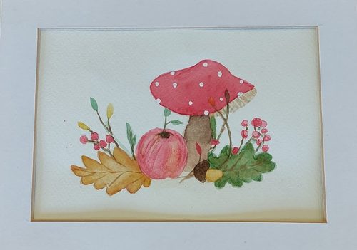 Josie, autumn produce, watercolour.